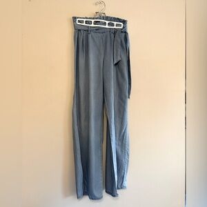 Happily Grey Women's Wide-Leg Chambray Trousers Jeans Small